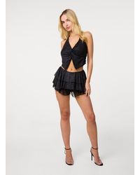 Pink Vanilla - Glitter Mesh Twist Front Halter Top - Lyst
