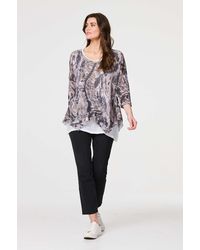 Izabel London - Animal Print Double Layer Relaxed Tunic Top - Lyst