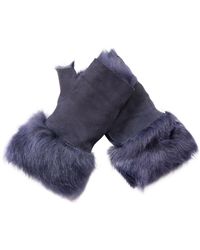 Infinity Leather - Shearling Mittens Fingerless Cuffs Toscana Suede Sheepskin Fur - Lyst