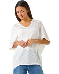 Roman - Textured V-Neck Cocoon Stretch Top - Lyst