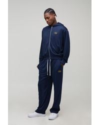 BoohooMAN - Oversized Boxy Zip Through Tricot Hoodie And Baggy Jogger Tracksuit - Lyst