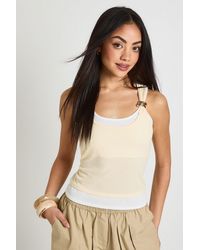 Boohoo - Ribbed Layer Vest With Trim - Lyst