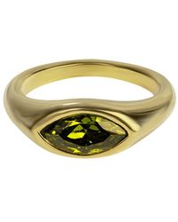 The Jewellery Stockroom - Plated Pvd Waterproof Stainless Steel Marquise Crystal Rubover Ring - Lyst