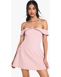 Boohoo - Bardot Structured Skater Dress - Lyst