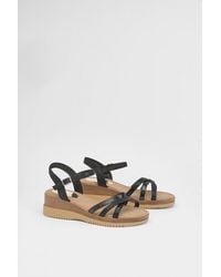 Good for the Sole - Bella Flexisole Faux Leather Mix Cross Straps Platform Wedge Sandals - Lyst