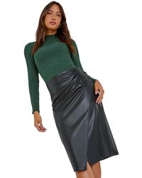 Roman - Faux Leather Ruched Wrap Skirt - Lyst