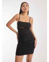Pink Vanilla - Diamante Peekaboo Mini Dress - Lyst