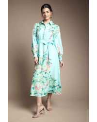 Wallis - Floral Western Belted Midi Shirt Dress - Lyst
