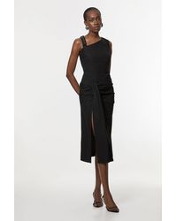 Karen Millen - Petite Tailored Asymmetric Neck Strappy Detail Dress - Lyst