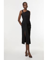 Karen Millen - Petite Tailored Asymmetric Neck Strappy Detail Dress - Lyst