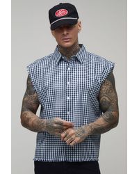 BoohooMAN - Tall Oversized Boxy Sleeveless Raw Seams Check Flannel Shirt - Lyst