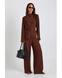 Boohoo - Tall Woven Drape Long Sleeve Blouse & Trouser Co-Ord - Lyst