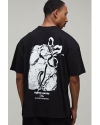 BoohooMAN - Oversized Mono Floral Graphic T-Shirt - Lyst