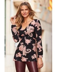 Sosandar - Paisley Print Twist Front Jersey Top - Lyst
