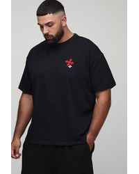 BoohooMAN - Plus Oversized Cross Embroidery T-Shirt - Lyst
