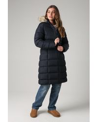 French Connection - Midi Padded Parka Jacket With Faux Fur Hood - Lyst