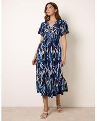Blue Vanilla - Ring Detail Printed Dress - Lyst