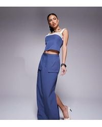 Kaiia - Exclusive Tailored Pocket Detail Side Split Maxi Skirt Co-Ord - Lyst