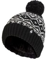 Heat Holders - Ladies Patterned Turnover Bobble Hat - Lyst