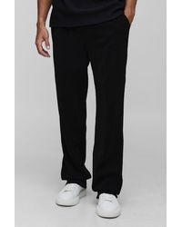 BoohooMAN - Tall Relaxed Fit Textured Faux Suede Stacked Trousers - Lyst