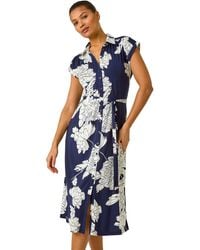 Roman - Floral Print Stretch Shirt Dress - Lyst