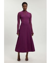Karen Millen - Viscose Blend Filament Knit Midi Dress - Lyst