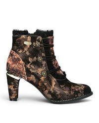 Laura Vita - Floral Victorian Leather Heel Ankle Boots - Lyst