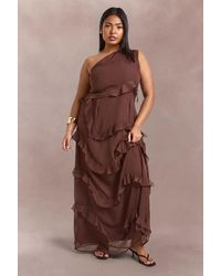 Boohoo - Plus Chiffon Asymmetric Maxi Dress - Lyst