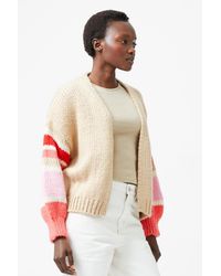 French Connection - V Neck Long Sleeve Striped Open Knit Cardigan - Lyst