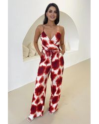 AX Paris - Printed Strappy Tie Waist Jumpsuit - Lyst