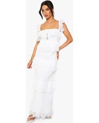 Boohoo - Petite Crochet Frill Maxi Dress - Lyst