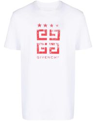 Givenchy - 4g Stars Rood Logo Bedrukt T-shirt In Wit - Lyst