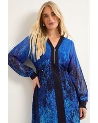 Wallis - Petite Zip Front Ombre Chiffon Midi Dress - Lyst