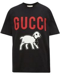 Gucci - Lamb-logo Oversized Fit Zwart T-shirt - Lyst
