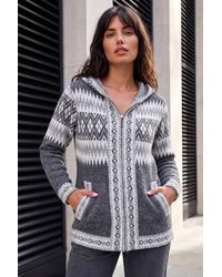 Roman - Jacquard Zipped Knit Cardigan - Lyst