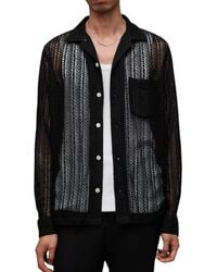 AllSaints - Shirts Cala Long Sleeve Relaxed Fit Soft Lace Fabric Beach Shirt - Lyst