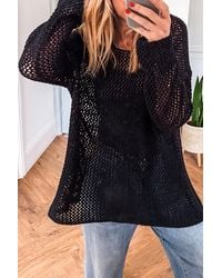 Azura Exchange - Offener Strick Pullover Mit Langen Ärmeln - Lyst