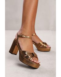 Where's That From - Wheres 'Madon' Mid Block Heel With Plaftorm And Bow Detailing - Lyst