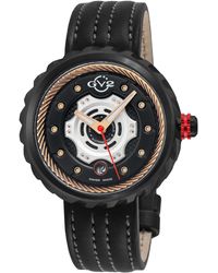 Gv2 - Motorcycle Iprg/Blk Case, Rg Dial, Rg Hands, Genuine Handmade Italian Leather/ Strap - Lyst