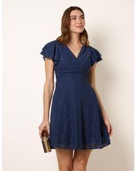 Blue Vanilla - Lace Angel Sleeve Mini Dress - Lyst