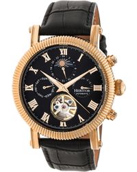 Heritor - Winston Semi-Skeleton Leather-Band Watch - Lyst