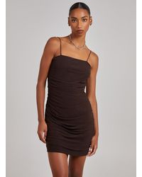 Pink Vanilla - Ruched Mesh Strappy Dress - Lyst
