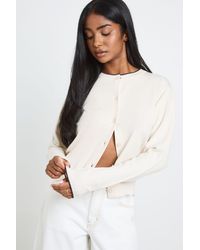 Boohoo - Super Soft Contrast Neck Knitted Cardigan - Lyst