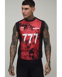 BoohooMAN - Tall Crackle Print Sports Boxy Fit Tank - Lyst