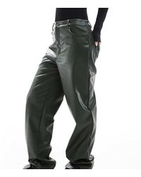 ASOS - Petite Faux Leather Straight Leg Trousers - Lyst