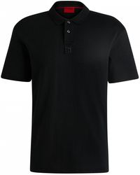 HUGO - Deabono Interlock Cotton Polo Shirt With Stacked Logo - Lyst
