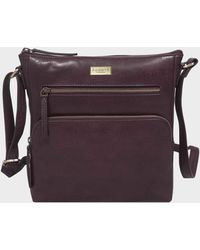 Assots London - 'agatha' Plum Vintage Polished Vt Real Leather Crossbody Bag - Lyst