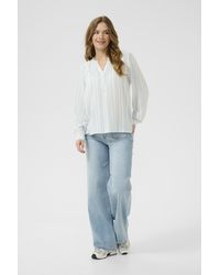 Kaffe - Blouse Met Lange Mouwen Regular Fit Chalk/Soft Chambray Stripe - Lyst