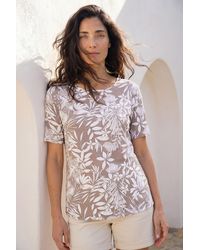 Roman - Classic Leaf Print Stretch Top - Lyst