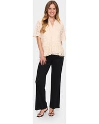 Saint Tropez - Blouse Met Korte Mouwen Regular Fit Creme - Lyst